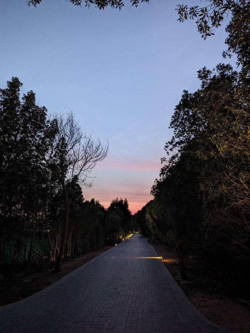 Evening, a quiet path at sunset